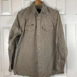 Walls heavy duty Pearl snap western button down shirt, mens 16 1/2” x-long